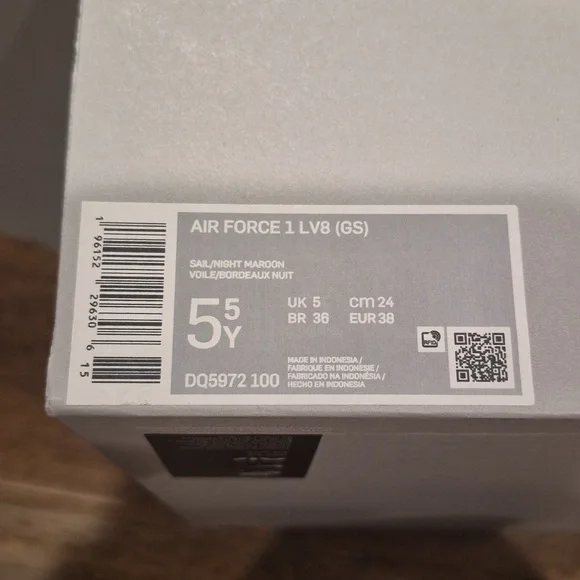 Nike Air Force 1 LV8 (GS) Sail/Night Maroon, 5.5/6 Youth, 7/7.5 Women's - Picture 14 of 16